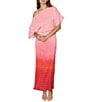 Never Fully Dressed Tilly Off-The-Shoulder Short Sleeve Ombre Maxi Dress, Color:Pink - Image 1