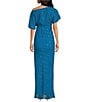 Never Fully Dressed Tilly Plisse Gold Foil Fleck Print One Shoulder Neck Short Sleeve Maxi Dress, Color:Blue - Image 2