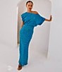 Never Fully Dressed Tilly Plisse Gold Foil Fleck Print One Shoulder Neck Short Sleeve Maxi Dress, Color:Blue - Image 5