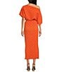 Never Fully Dressed Tilly Plisse Gold Fleck Print One Shoulder Neck Short Sleeve Maxi Dress, Color:Orange - Image 2