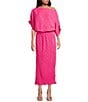 Never Fully Dressed Tilly Plisse Gold Fleck Print One Shoulder Neck Short Sleeve Maxi Dress, Color:Pink - Image 1