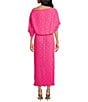 Never Fully Dressed Tilly Plisse Gold Fleck Print One Shoulder Neck Short Sleeve Maxi Dress, Color:Pink - Image 2