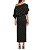 Never Fully Dressed Tilly Plisse Gold Fleck Print One Shoulder Neck Short Sleeve Maxi Dress, Color:Black - Image 2