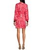 Never Fully Dressed Vienna Valentine Printed V Neck Long Sleeve Mini Wrap Dress, Color:Pink - Image 2