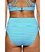Athena Next by Athena Coronado Stripe Harmony Rib Texture High Waist Swim Bottom, Color:Hawaii - Image 2