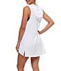Color:White - Image 2 - NEXT by Athena Good Karma Solid Hooded Neck Sleeveless Front Zip Tunic Swim Cover-Up