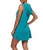 Color:Deep Lake - Image 2 - NEXT by Athena Good Karma Solid Hooded Neck Sleeveless Front Zip Tunic Swim Cover-Up