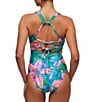 Color:Multi - Image 2 - NEXT by Athena Half Moon Bay Tropical Hibiscus Scoop Neck Tank One Piece Swimsuit