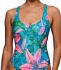 Color:Multi - Image 3 - NEXT by Athena Half Moon Bay Tropical Hibiscus Scoop Neck Tank One Piece Swimsuit