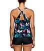 Athena Next by Athena Polynesian Paradise Third Eye Rib Texture Tropical Print Scoop Neck Tankini Swim Top, Color:Black - Image 2