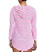 Color:Pink Lemon - Image 2 - Next by Athena Sail Away Stripe Hooded Swim Cover-Up Tunic