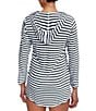 Color:Black - Image 2 - Next by Athena Sail Away Stripe Hooded Swim Cover-Up Tunic