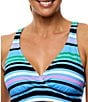 Next by Athena Wide Stripe D-Cup Size Bra Surplice Swim Top - Image 4