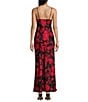 Next Up Adjustable Spaghetti Strap Sweetheart Rosette Floral Dress, Color:Red - Image 2