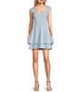 Color:Sky Blue - Image 1 - Cap Sleeve Double Tiered A-Line Mini Dress