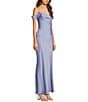 Next Up Cowl Neck Off The Shoulder Spaghetti Strap Front Slit Dress, Color:Slate Blue - Image 3