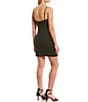 Color:Black - Image 2 - Cowl Neck Side Notched Hem Slim Dress