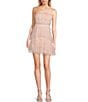 Color:Blush/Silver - Image 1 - Glitter Illusion Mesh Corset Tiered Fit-And-Flare Dress