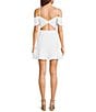 Next Up Off-The-Shoulder Adjustable Spaghetti Strap Twist Back Double Ruffle Hem Skirt Dress, Color:Ivory - Image 2