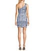 Next Up Placement Sequin One-Shoulder Bodycon Dress, Color:Periwinkle - Image 2