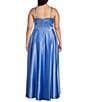 Next Up Plus Adjustable Spaghetti Strap Rosette Shirred Bust Dress, Color:Dark Periwinkle - Image 2