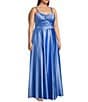 Next Up Plus Adjustable Spaghetti Strap Rosette Shirred Bust Dress, Color:Dark Periwinkle - Image 3