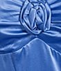 Next Up Plus Adjustable Spaghetti Strap Rosette Shirred Bust Dress, Color:Dark Periwinkle - Image 4