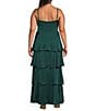 Next Up Plus Size Cowl Neck Spaghetti Strap Mesh Waist Tiered Ruffle Dress, Color:Light Hunter - Image 2