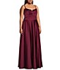 Next Up Plus Size Spaghetti Strap V-Neck Front Slit A-Line Dress, Color:Wine - Image 3