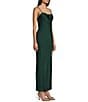 Next Up Satin Sweetheart Neck Front Rosette Side Slit Midi Dress, Color:Hunter Green - Image 3