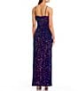 Color:Royal - Image 2 - Sequin Front Slit V-Neck Long Dress
