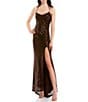 Color:Espresso - Image 3 - Sequin Sweetheart Neck Strappy Back Long Dress