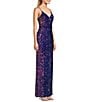 Color:Black/Lavender - Image 3 - Sequin V-Neck Front Slit Long Dress