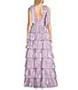 Next Up Sleeveless V-Neck 3-Layer 7 Ruffle Skirt Dress, Color:Lavender - Image 2