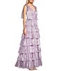 Next Up Sleeveless V-Neck 3-Layer 7 Ruffle Skirt Dress, Color:Lavender - Image 3