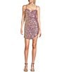 Color:Mauve - Image 1 - Solid Sequin Spaghetti Strap V-Wire Notch Front Cut Away Dress