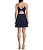 Next Up Spaghetti Strap Fit and Flare Double Tiered Dress, Color:Navy - Image 2