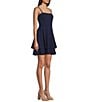 Next Up Spaghetti Strap Fit and Flare Double Tiered Dress, Color:Navy - Image 3