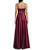 Next Up Spaghetti Strap Notch V-Wire Front Slit Long Dress, Color:Wine - Image 2
