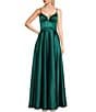 Color:Hunter Green - Image 1 - Spaghetti Strap Notch V-Wire Front Slit Long Dress