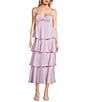 Next Up Spaghetti Strap Twist Tiered Midi Ruffle Skirt Dress, Color:Lavender - Image 1