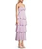 Next Up Spaghetti Strap Twist Tiered Midi Ruffle Skirt Dress, Color:Lavender - Image 3