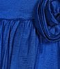 Color:Royal - Image 4 - Square Neck Lace-Up Back Rose Bubble Skirt Dress