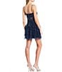 Color:Navy - Image 2 - Illusion Mesh Corset Ruffle Tiered Fit & Flare Dress