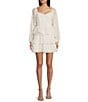 Next Up Sweetheart Neck Long Sleeve Tiered Dress, Color:Ivory - Image 1