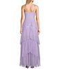 Color:Lavender - Image 2 - Twist Front Cut-Out Tiered Tulle Long Dress