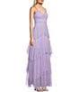 Color:Lavender - Image 3 - Twist Front Cut-Out Tiered Tulle Long Dress