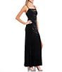 Color:Black - Image 3 - Velvet Front Cut-Out Side Slit Long Dress