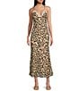 NIA Jasmine Cheetah V-Neck Lace Trim Maxi Dress, Color:Beige - Image 1