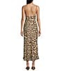 NIA Jasmine Cheetah V-Neck Lace Trim Maxi Dress, Color:Beige - Image 2